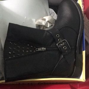 Black mid calf boots